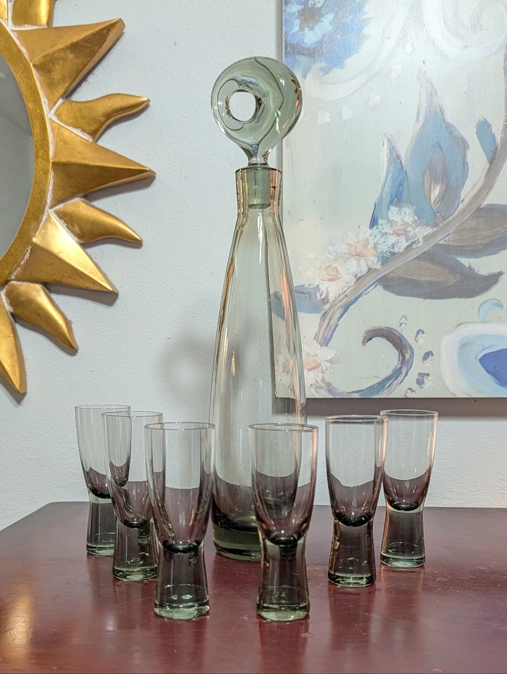 Decanter & 6 Shot Glasses MCM Danish Holmegaard By Per Lutken Barware Aristokrat